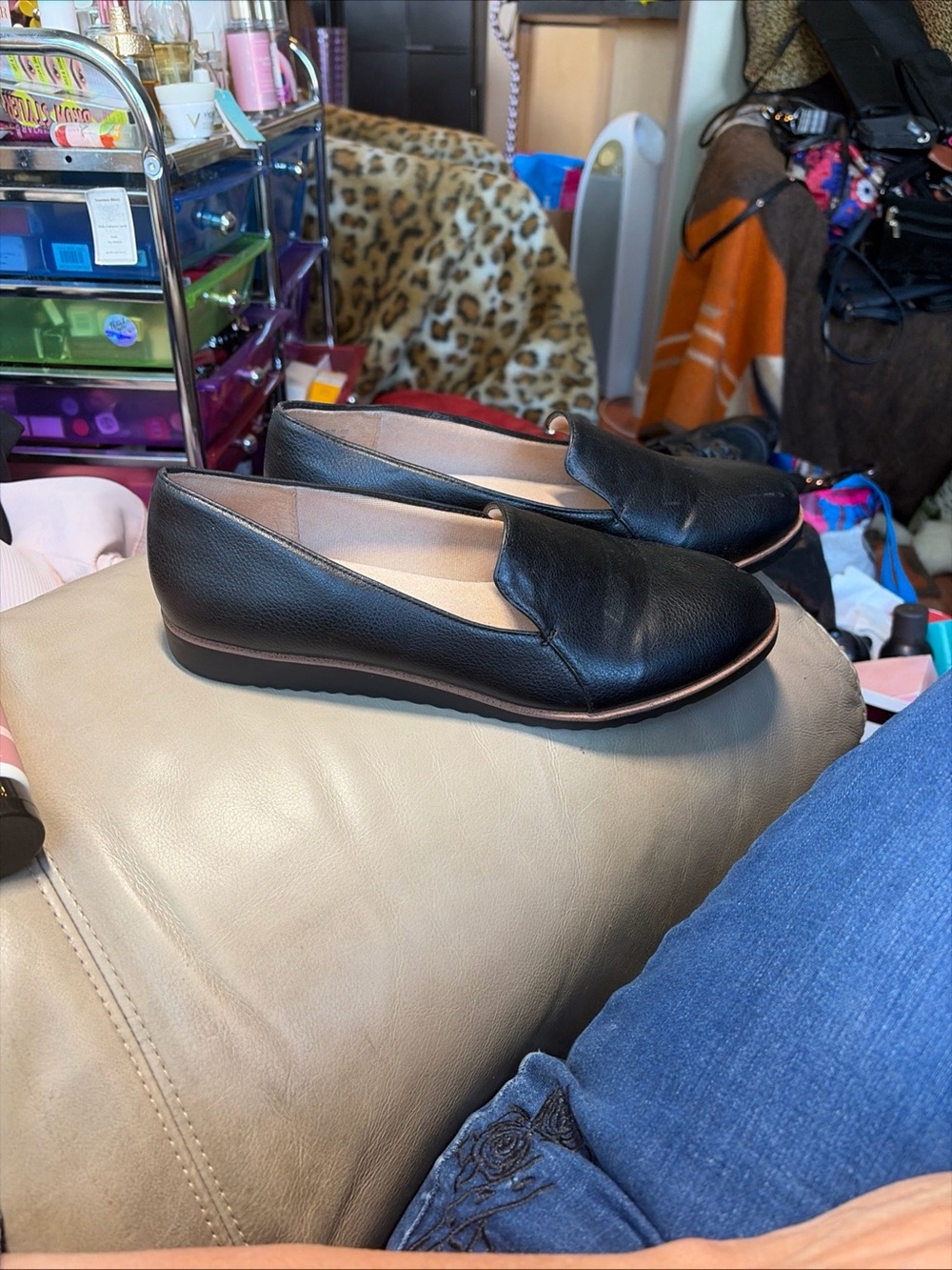 LifeStride Women's Black Slip-On Loafer Flats - Comfortable Everyday Style Sz 10